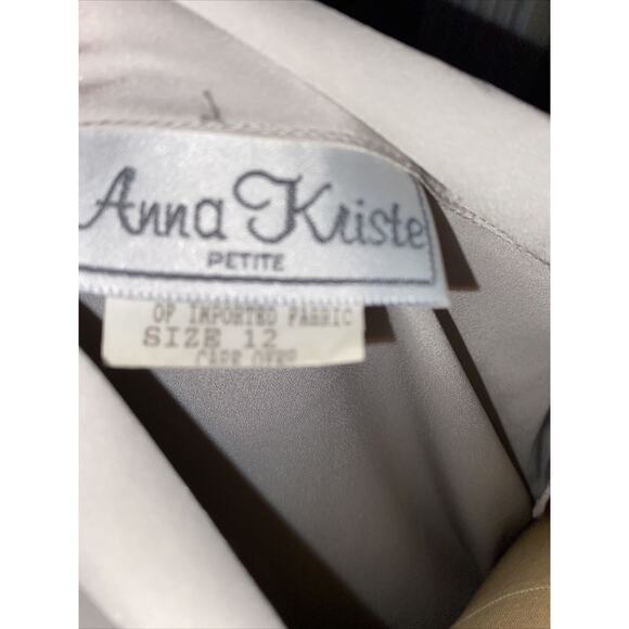 80s Vtg Anna Kriste Secretary Blouse Shirt Sz 12 Light Gray Button Up Shirt - Picture 7 of 7